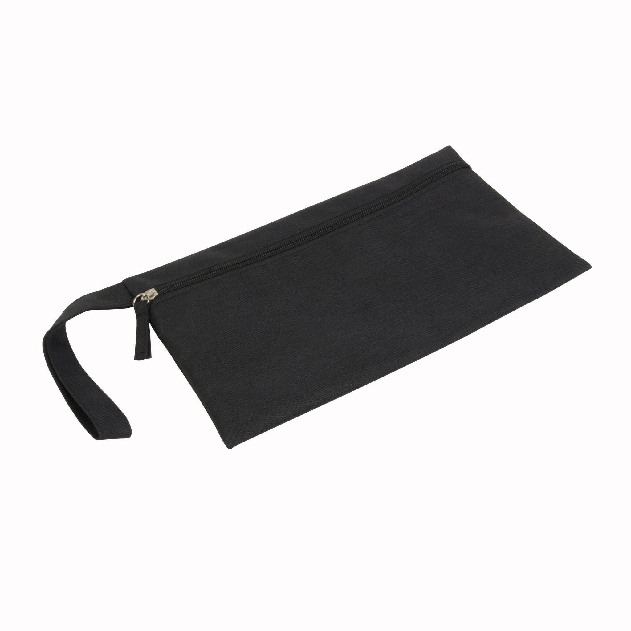 Polyester melange travel document holder with zip closure and practical handle Polyester melange travel document holder with zip closure and practical handle
